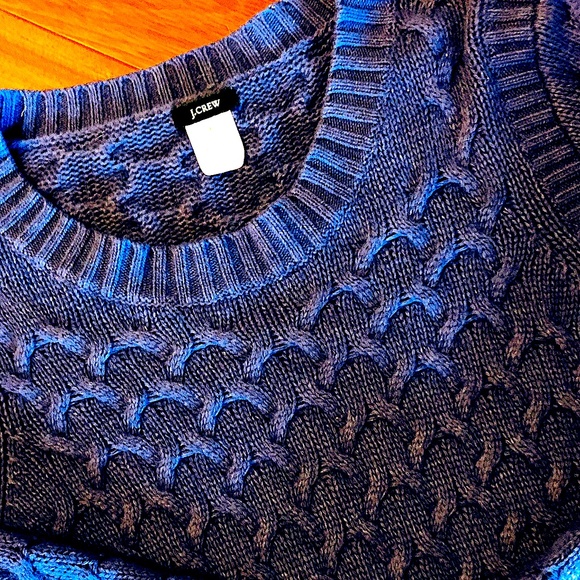 J.Crew Classic Blue Cable-Knit Crewneck Sweater - Picture 12 of 12
